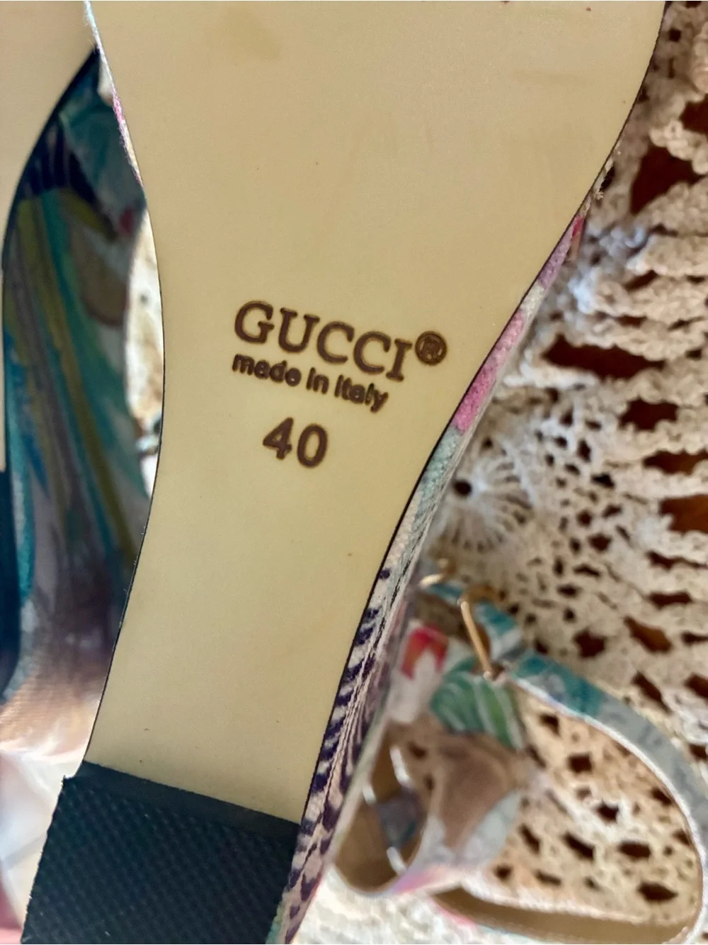 Gucci Floral Tiger Print Platform Wedges with Horsebit Detail